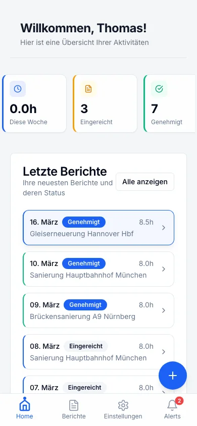 Rappo Worker-Dashboard auf dem Smartphone mit gestapelten Karten