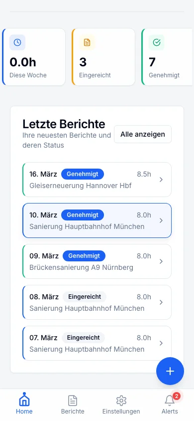 Rappo mobile Navigation mit Bottom Bar und FAB