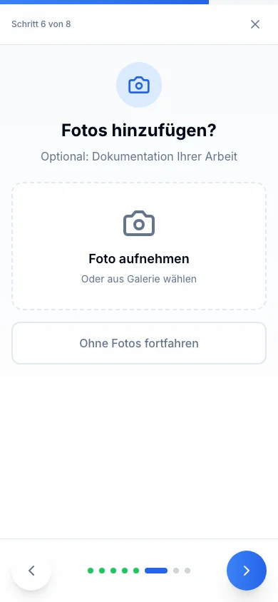 Rappo mobiler Assistent: Foto aufnehmen oder aus Galerie wählen