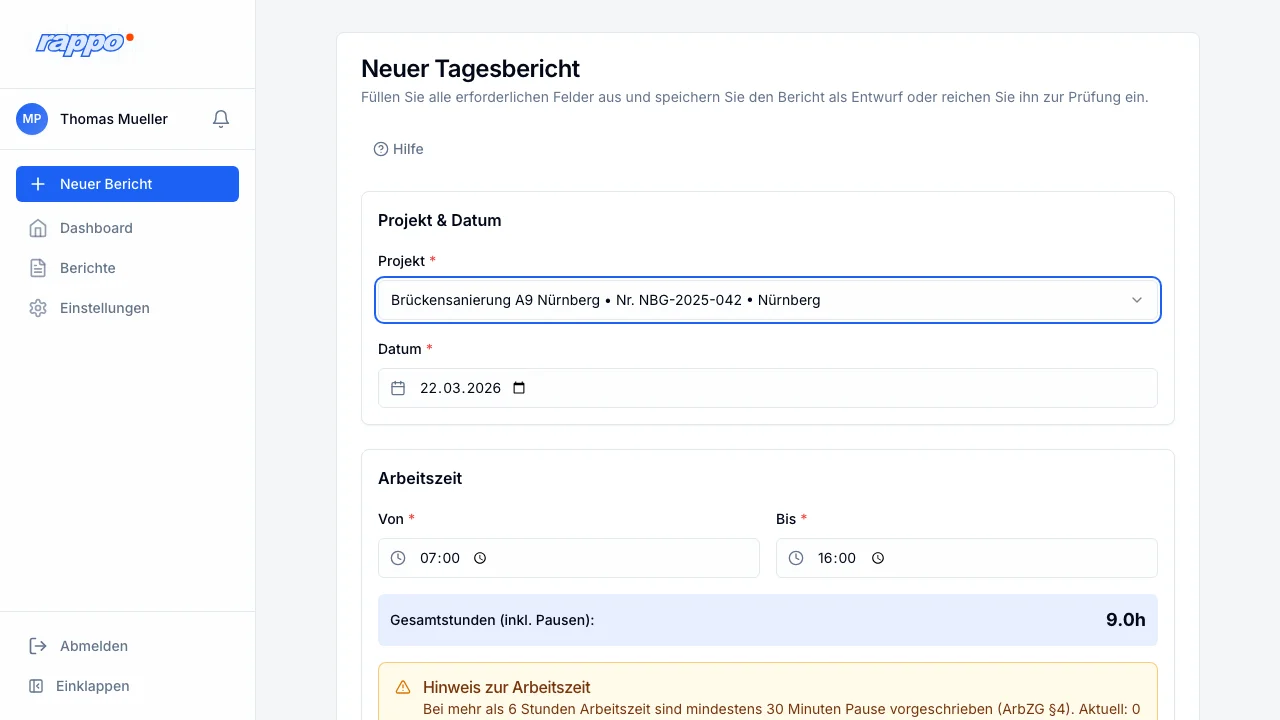 Rappo Pausen und Tätigkeiten mit ausgewählten Aktivitäten