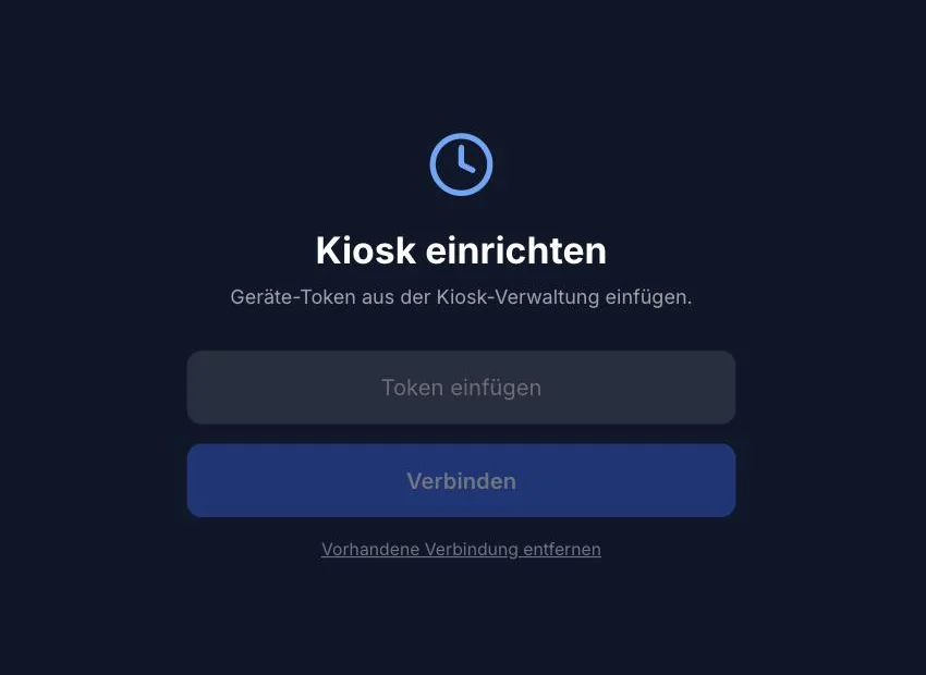 Rappo Einrichtungsbildschirm am Tablet mit Feld zum Einfügen des Geräte-Tokens